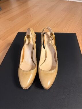 Prada tan Leather Slingback Pumps